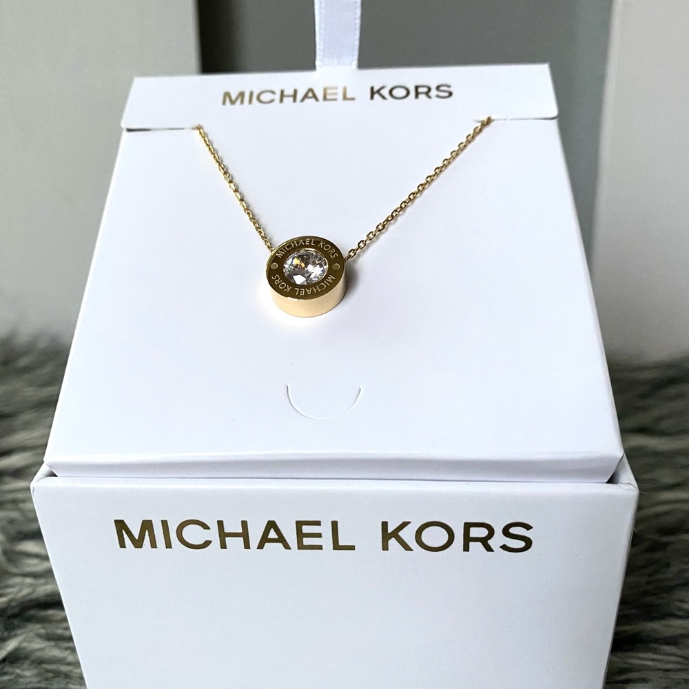 LAST ONE ‼️ NWT authentic MK gold tone stone pendant - Picture 4 of 5